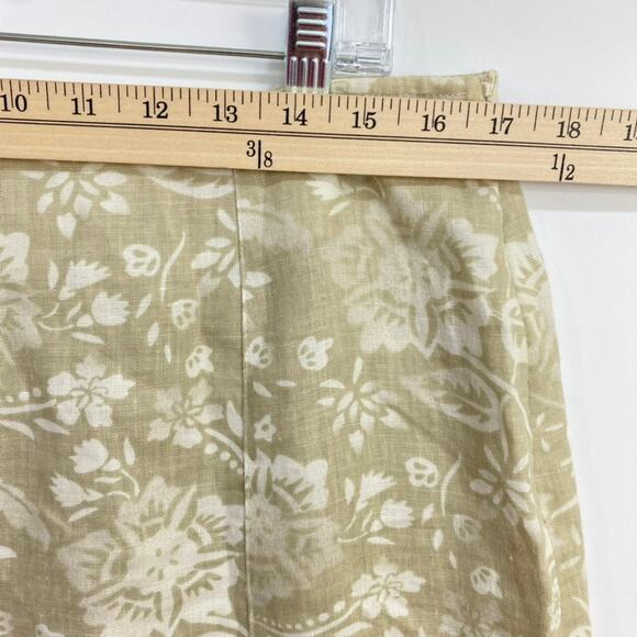Style & Co Midi Skirt Women's Size 12 Tan Floral Print Linen Neutral Flowy - Picture 9 of 12
